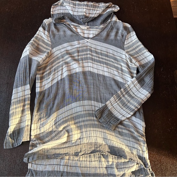 Caslon Lightweight 100% Cotton Striped Beach Summer Layering Boho Top Small - Picture 3 of 8